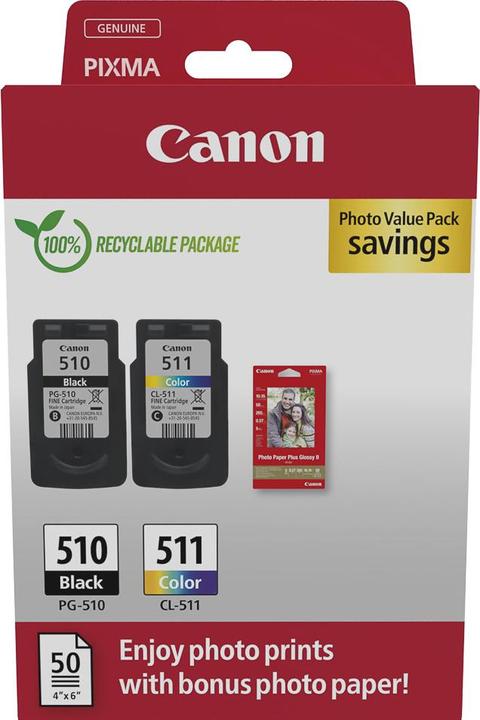 Immagine prodotto Canon PG-510/CL-511 Cartuccia d'inchiostro PVP (M, C, Y, FC)