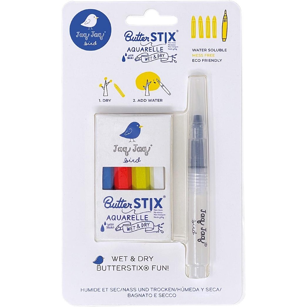 Jaq Jaq Bird, Malstifte, 4 Kreide Butterstix mit Wasserstift aquarell (Mehrfarbig, 5 x)