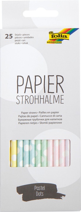 Actual product image Folia Paper straws, pastel dots, 25 pieces (25 x)