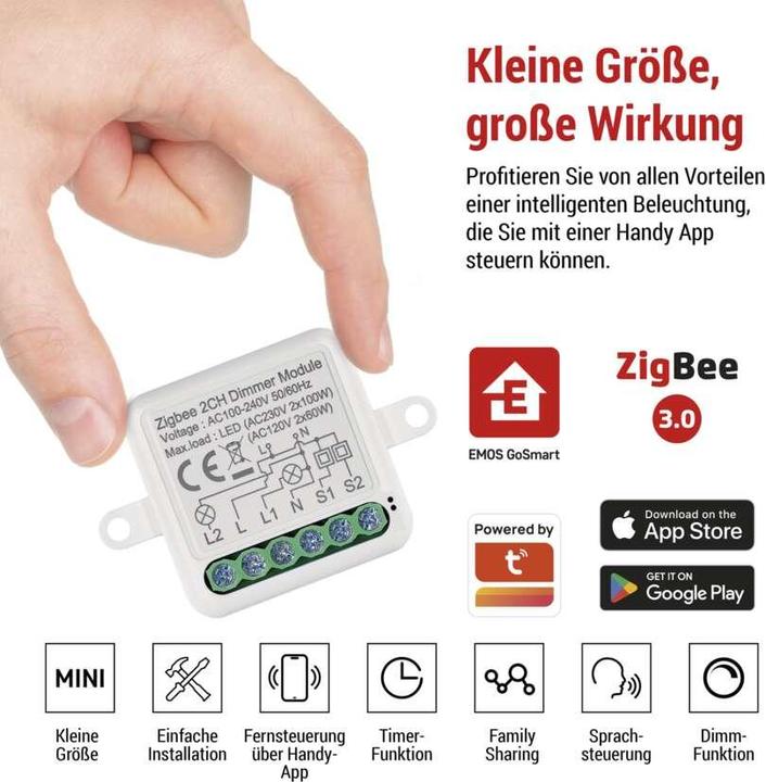 Label énergétique Emos Module de variation GoSmart IP-2111DZ, ZigBee, 2 canaux (Actionneur de variateur)