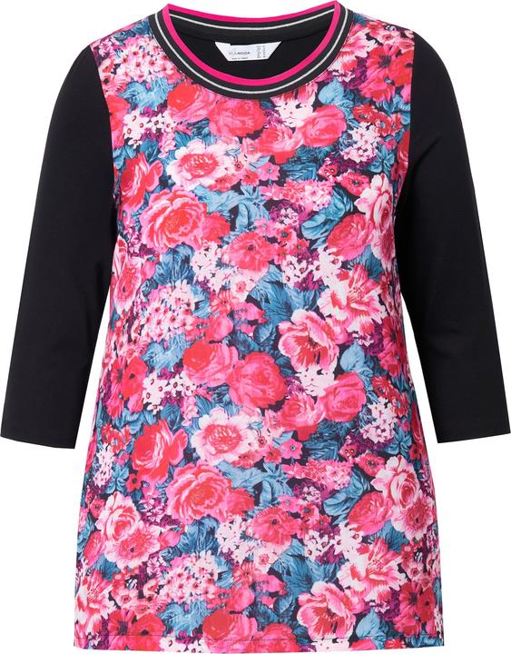 Image du produit Miamoda Blusenshirt, Satin mit Blütenmuster, Jerseyrücken (46)