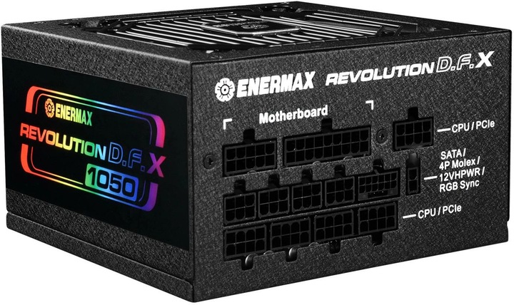 Actual product image Enermax Revolution D.F. X ARGB ATX3.0 PCI-e 5.0 Gaming PC Power Supply 1050W 80Plus Gold Full Modular 2X (1050 W)