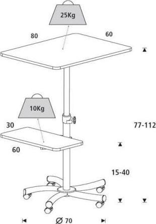 Actual product image kaiserkraft Multifunction table (60 x 60 x 112 cm)