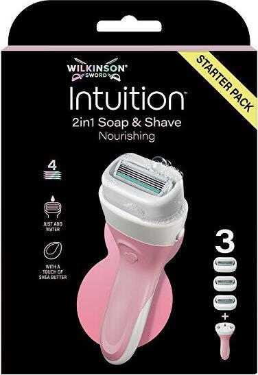 Wilkinson 2in1 Rasiermesser für Seife und Rasur, pflegend, mit 3 Köpfen