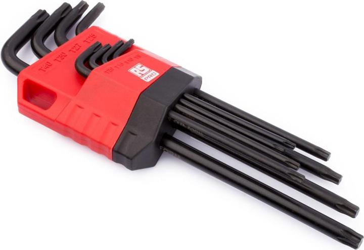 Produktbild RS PRO L-Form TORX®-Schlüsselsatz Lang, CrV-Stahl 8-teilig, T10, T15, T20, T25, T27, T30, T40, T9