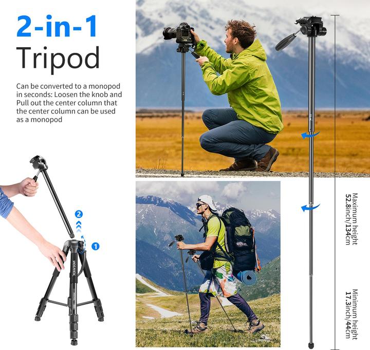 Actual product image Neewer Aluminum Alloy Camera Tripod Monopod With Pan Head (I) (Metal)