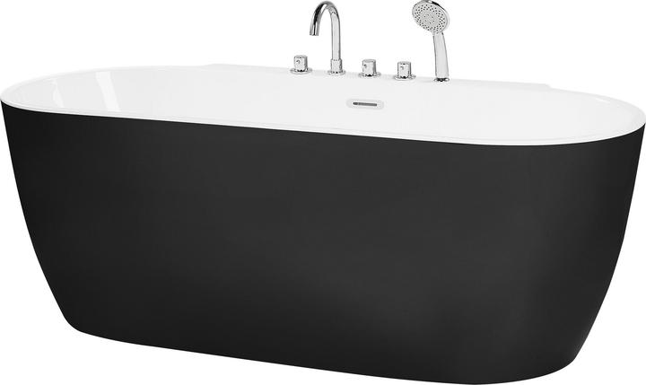 Actual product image Beliani Bathtub freestanding black with tap oval 170 x 80 cm ROTSO (286 l, 170 cm, 80 cm)