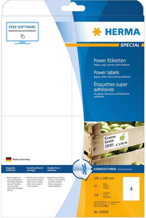 Actual product image HERMA Power labels A4