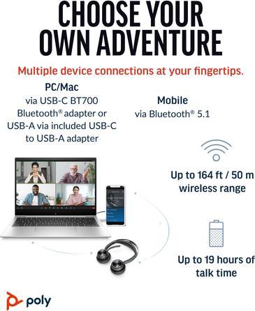 Image du produit Poly Voyager Focus 2 UC (Sans fil, USB-A)