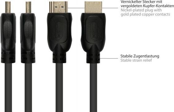 Actual product image Good Connections Connection cable HDMI 2.0b, male (type A) to Mirco male (type D), 4K / UHD @60Hz, 18 Gbit/s, vergo (0.50 m, HDMI, 2.0b)