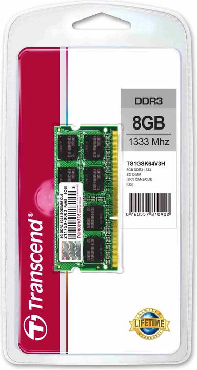 Actual product image Transcend Value RAM (1 x 8GB, 1333 MHz, DDR3-RAM, SO-DIMM)