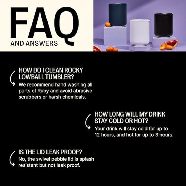 Actual product image Fellow Rocky Lowball Tumbler - Thermo Mug - Navy Blue 295 Ml (0.30 l)