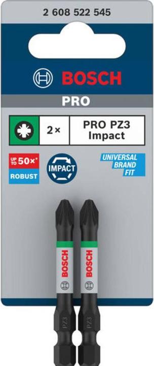 Actual product image Bosch Professional Zubehör PRO Pozidriv Impact Bit, PZ3, 55 mm, 2-tlg. (Cross Pozidriv PZ)