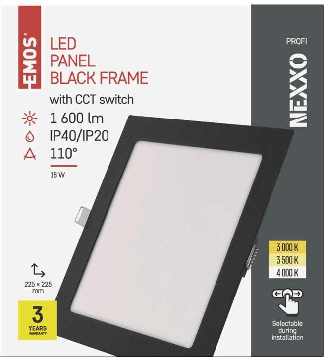 Produktbild Emos LED-Einbauleuchte NEXXO, quadratisch, silber, 18W, mit Change CCT (1600 lm)