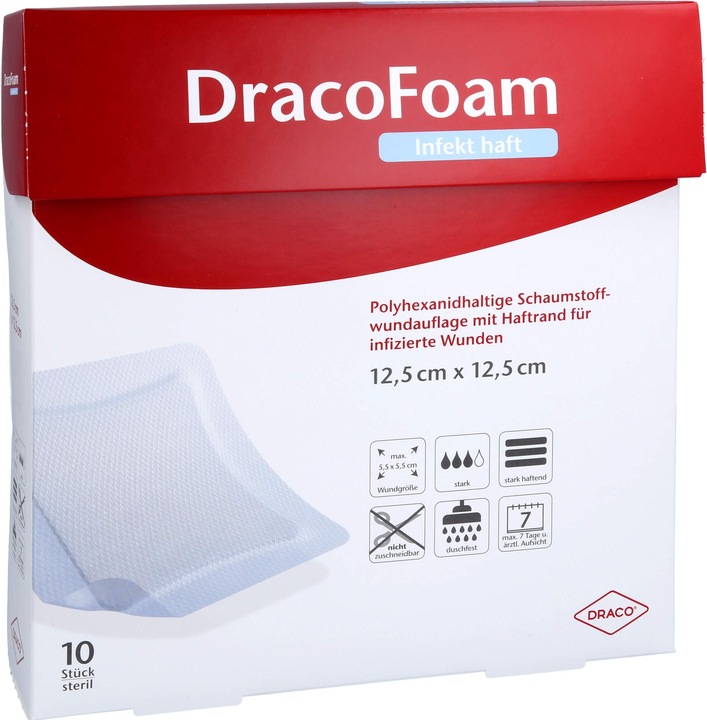 Actual product image Dracco DracoFoam Infekt adhesive foam dressing for infected wounds, 10 pcs VER