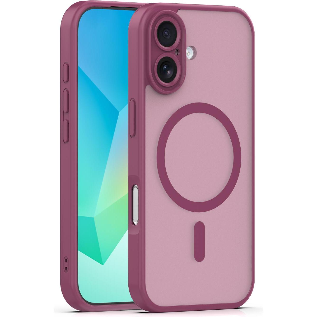 OEM Mag Matt case for iPhone 16 6,1" maroon (Apple iPhone 16), Cover smartphone, Rosso