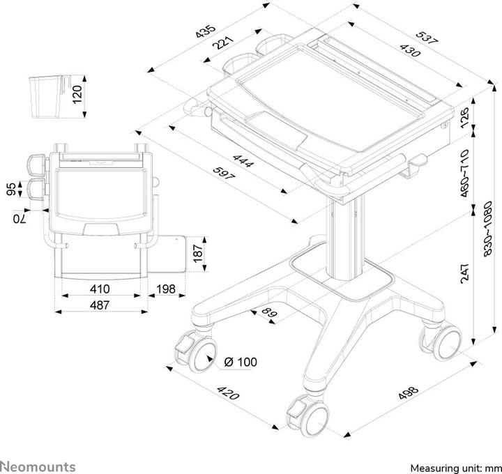 Actual product image Neomounts Mobile Laptop Cart, incl. keyboard & mouse drawer