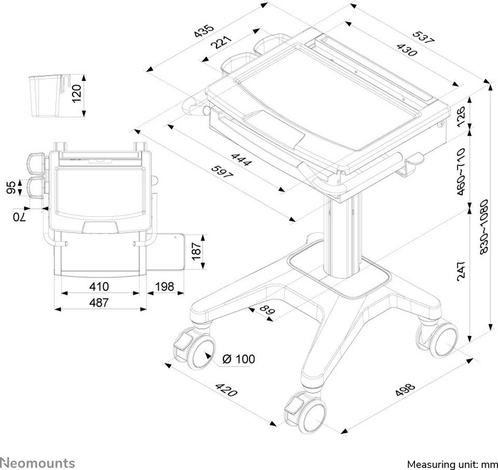 Actual product image Neomounts Mobile Laptop Cart, incl. keyboard & mouse drawer