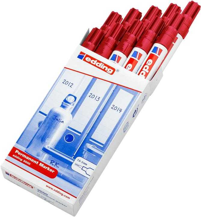 Actual product image Edding Permanent marker 3000 (Red, 3 mm, 10 x)