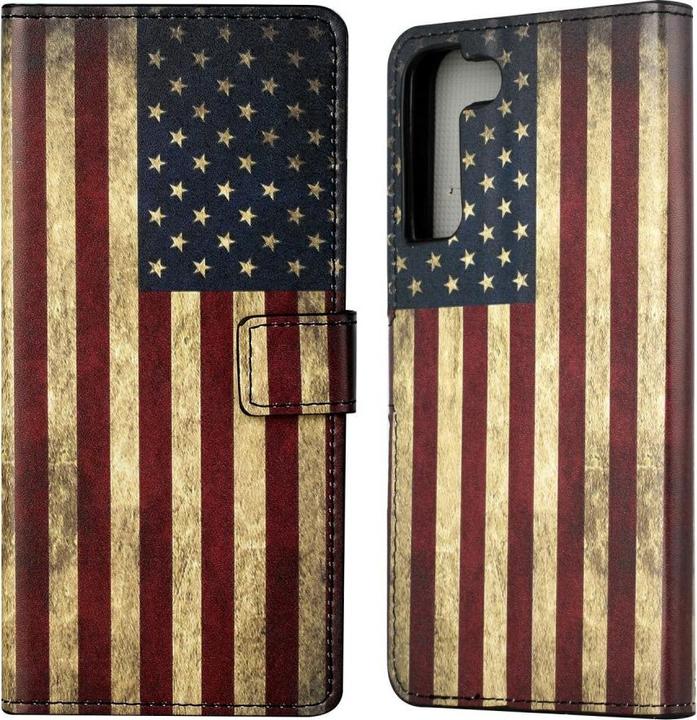 Produktbild Cover-Discount Galaxy S22+ - Leder Hülle Etui US Flagge (Samsung Galaxy S22+)