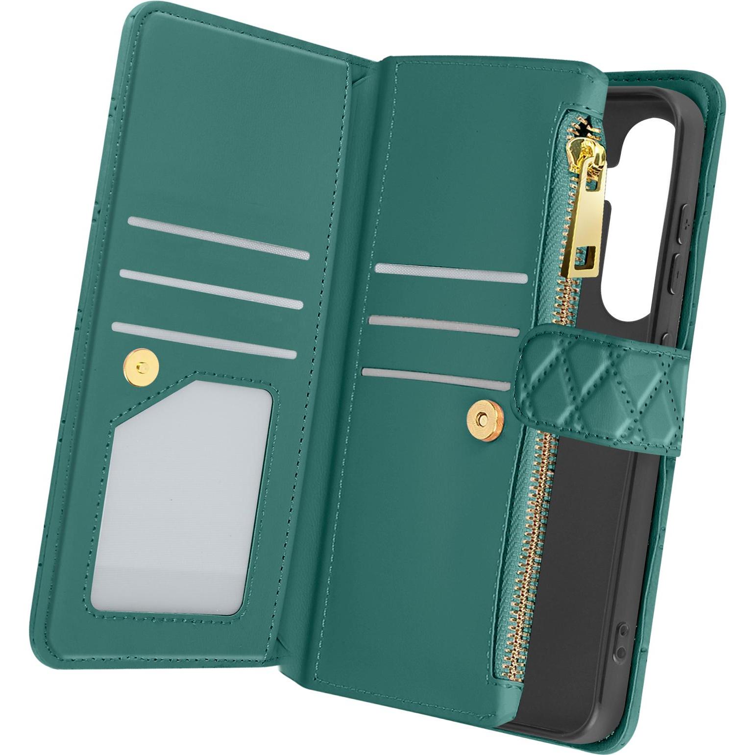 Avizar Quilted Charm Wallet Cover Series (Samsung Galaxy S24), Smartphone Hülle, Blau