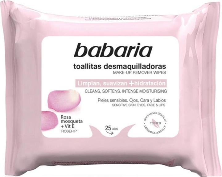 Image du produit Babaria Lingettes démaquillantes à la rose musquée - 25 Comptes (Lingettes nettoyantes pour le visage)