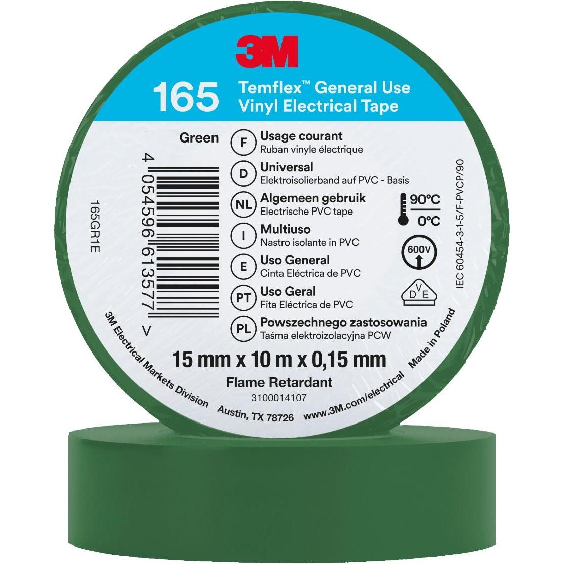 3M, Nastro adesivo, Nastro isolante in vinile Temflex 165, 15 mm x 10 m (15 mm)