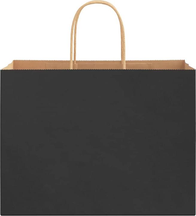 Produktbild VidaXL Kraftpapiertüten 50 Stk. mit Henkel Schwarz 32x17x25 cm Papiertüte (Geschenktüte, 50 x)