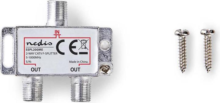 Actual product image Nedis CATV splitter | 5 - 1000 MHz | Insertion loss: 4.2 dB | Number of outputs: 2 | 75 Ohm | (CAT5)