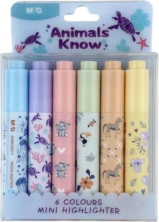 Bandai Animals Planet Mini-Textmarker 6 Farben M&G (6x)