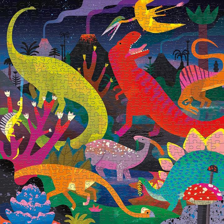 Image du produit Mudpuppy Puzzle Glow in Dark, dinosaures éclairés (500 pièces)