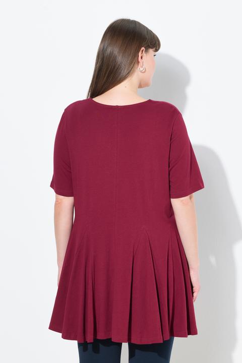 Immagine prodotto Ulla Popken T-shirt di cotone biologico con taglio svasato, scollo a tunica e mezze maniche (50, 52)