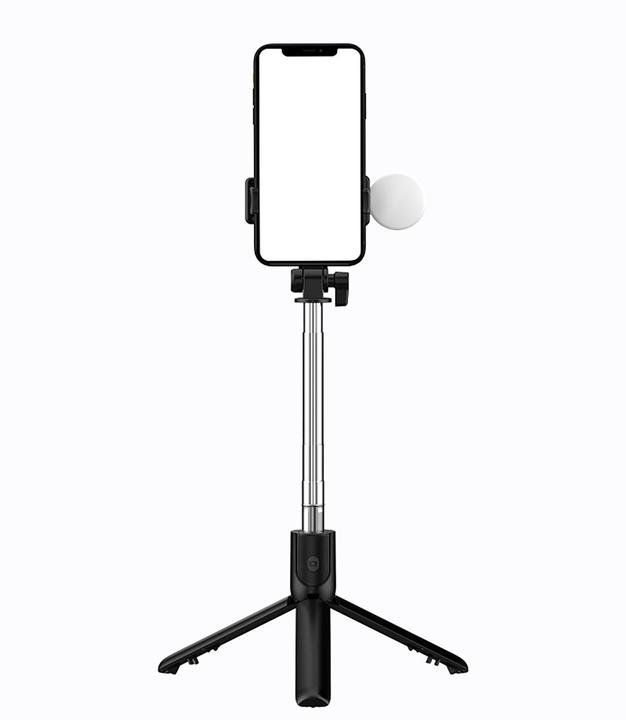 Produktbild Hurtel Selfie stick WH1YXS telescopic tripod 1m with round lamp and phone holder - black