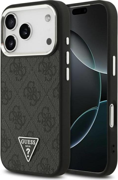 Produktbild Guess Case Magsafe 4G PU Leather Case With Triangle Logo And Silver Metal Camera Frame For iPhone 17 (Apple iPhone 17 Pro)
