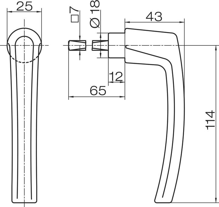 Actual product image Roto Push-in handle, loose, with VK 7 mm, white aluminium (Door handle)