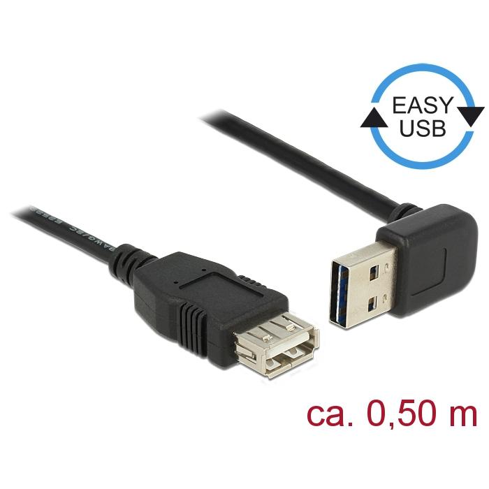 Thumbnail - Delock USB2.0-Kabel Easy A-A: 0.5m, schwarz (0.50 m, USB 2.0), USB Kabel