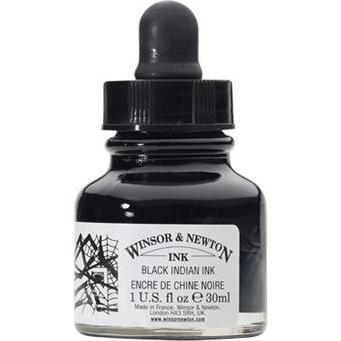 Winsor & Newton, Künstlerfarbe + Bastelfarbe, Drawing Ink 30ML BLACK (Schwarz)