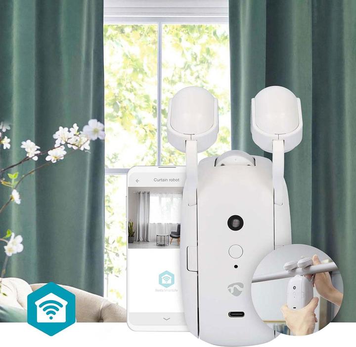 Image du produit Nedis SmartLife Robot Rideau | Barre à Rideaux | Rideaux Horizontaux | Alimenté par Piles / Electricité