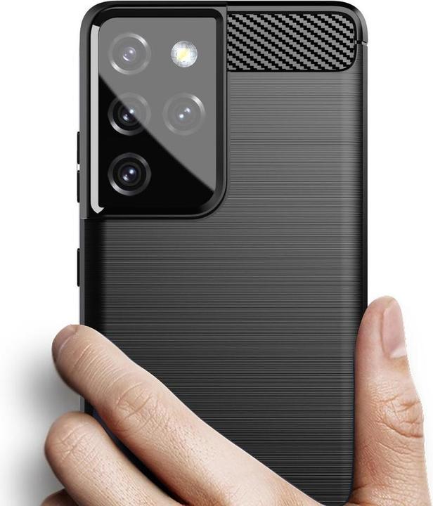 Produktbild Hurtel Carbon Case Flexible Cover TPU Case for Samsung Galaxy S21 Ultra 5G black (Samsung Galaxy S21 Ultra 5G)