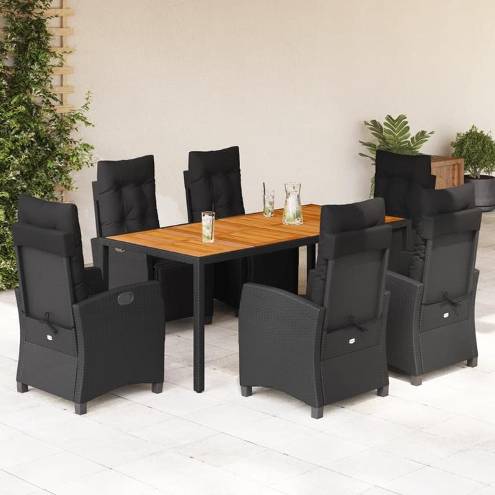 Actual product image vidaXL Garden furniture dining set garden set seating group 7 pcs. black poly rattan (190 cm)