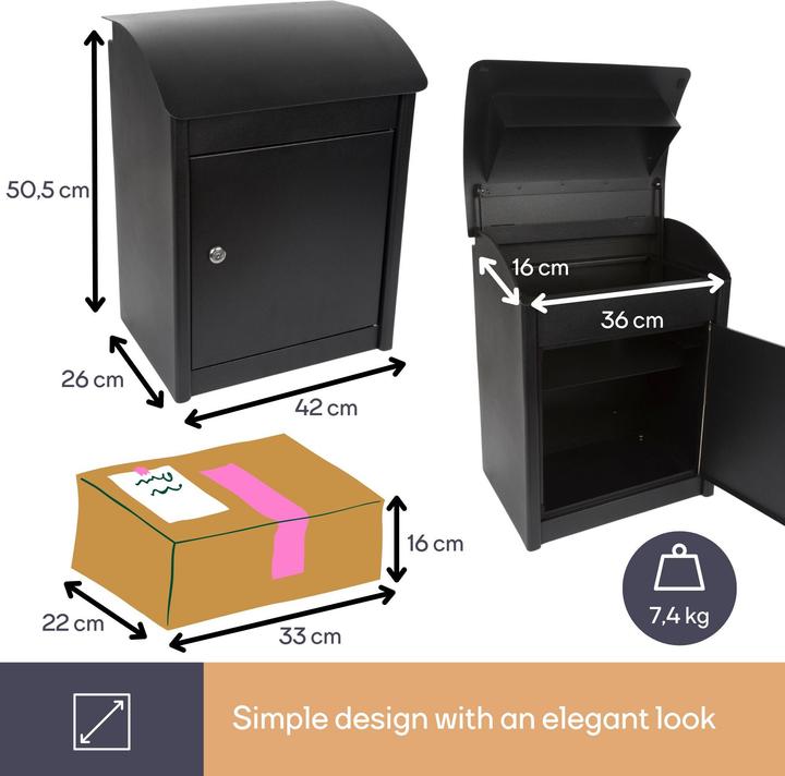 Image du produit Perel Boîte aux lettres pour colis - Helsinki - Malmö - 42 x 26 x 50,5 cm