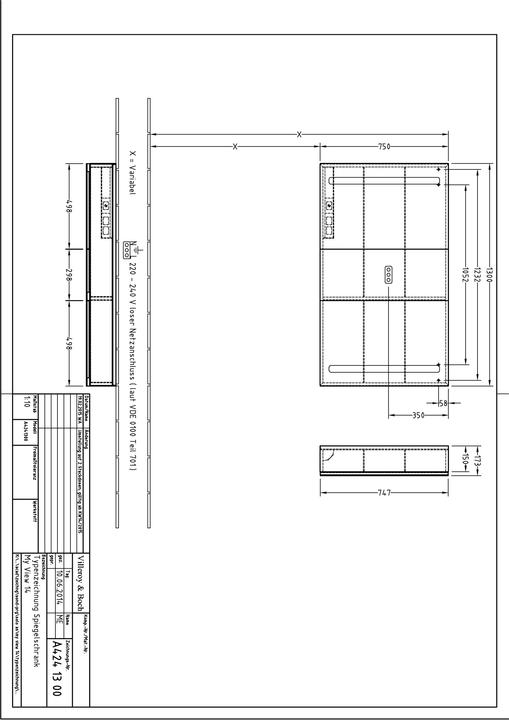 Immagine prodotto Villeroy & Boch My View 14 armadio a specchio A42413, 1300 x 750 x 173 mm, con illuminazione a L