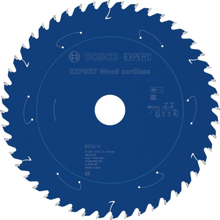 Actual product image Bosch Professional Zubehör Blau Zubehör 2608902164 EXPERT Kreissägeblatt Holz kabellos 216 x 2/1,4 x 30 mm T48