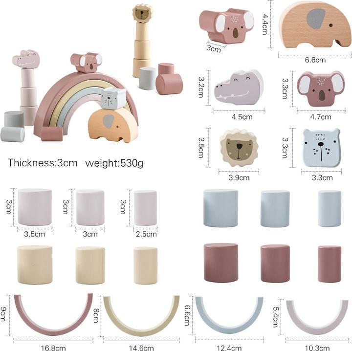 Produktbild Activity Board 1Set Holzspielzeug Regenbogen Stacking Blocks Elefant Balance Blocks Educational Balancing