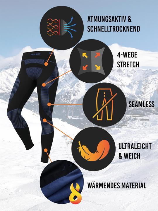 Produktbild Normani 2 x Thermounterhose Lange Skiunterwäsche für Damen - 9876 (36, 38)