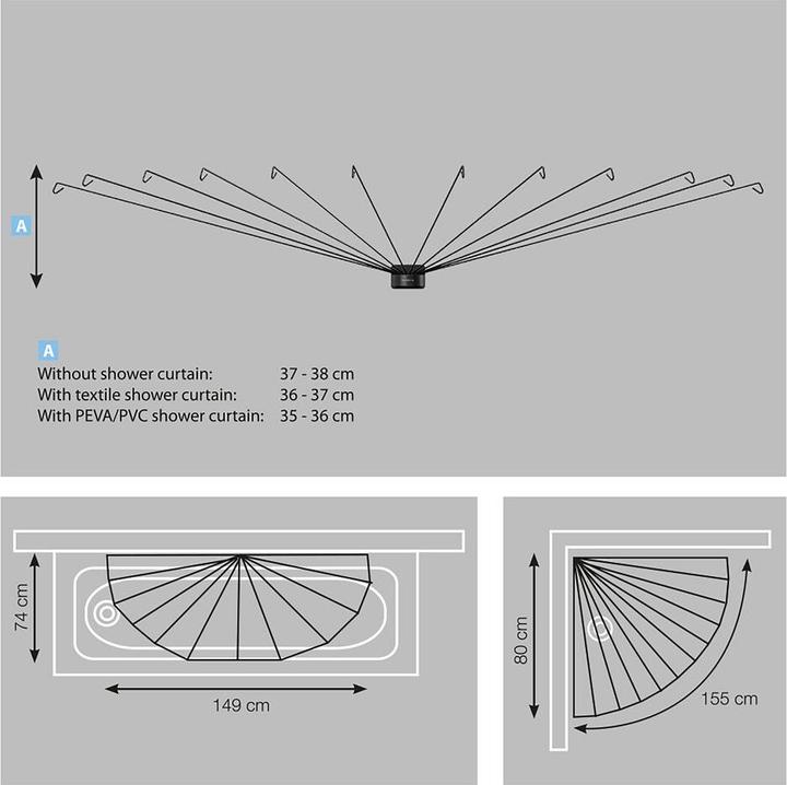 Image du produit Sealskin Swing Shower curtain rail set Black