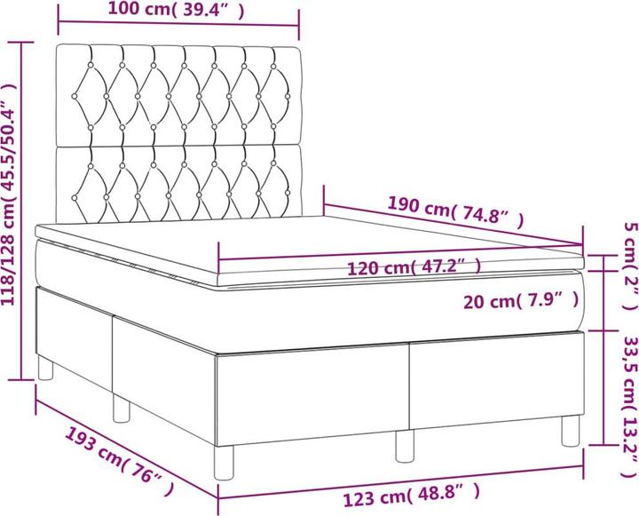 Image du produit vidaXL Boxspringbett (120 x 190 cm)