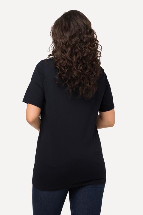 Immagine prodotto Ulla Popken Maglia natalizia dal taglio svasato con pinguino, scollo a V e mezze maniche (46, 48)