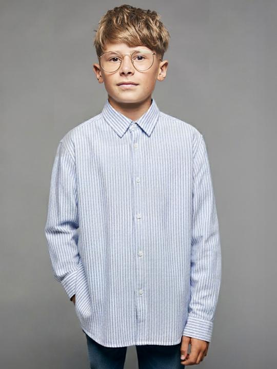 Immagine prodotto Jonen Gestreiftes Jungen Hemd mit langen Ärmeln (158, 164)