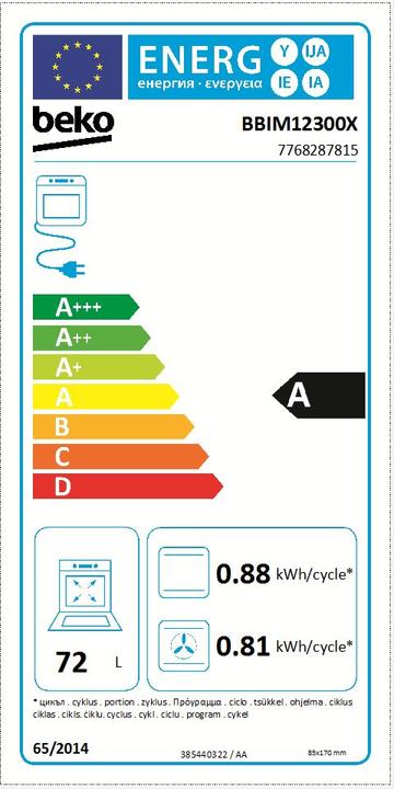 Label énergétique Beko BBSM 12340 X